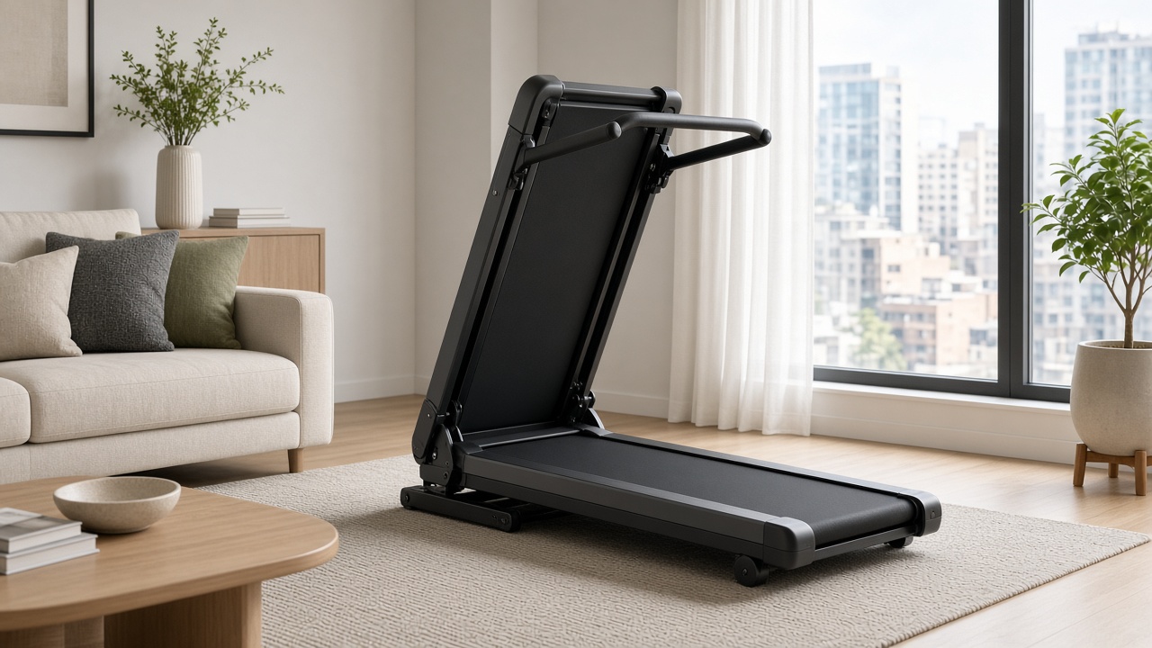 Tapis de course pliable dans un appartement moderne