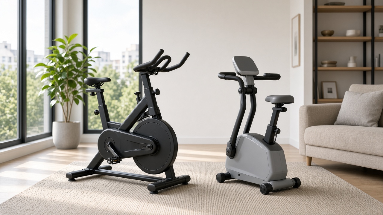Vélo de biking et vélo upright en intérieur